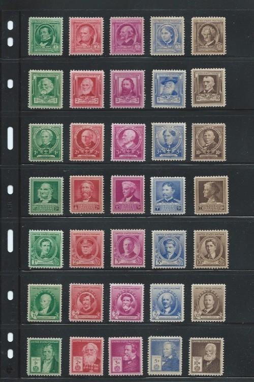 U.S. 859-93 Mostly NH 1940 Famous Americans set 