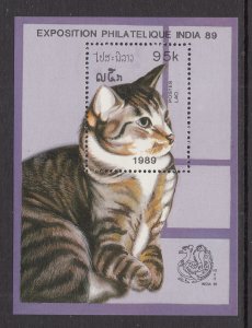 Laos 914 Cat Souvenir Sheet MNH VF