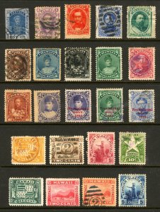 Hawaii #10R - #82 1889-1899 Assortment, Some Prov. Overprints M&U 23 items