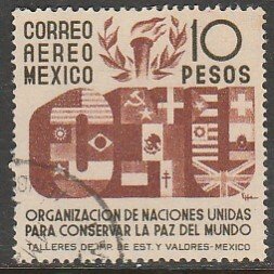 MEXICO C161, $10P Honoring the United Nations. USED. VF.(607)
