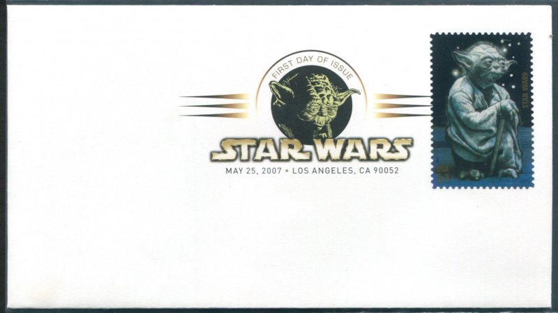 4143n US 41c Star Wars: Yoda SA, FDC colored postmark