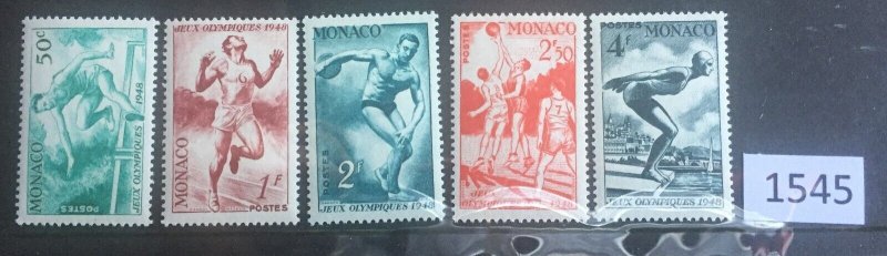 $1 World MNH Stamps (1545), Monaco Scott 204-208, 1948 Olympics MNH set of 5