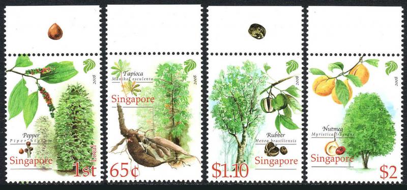 Singapore 1347-1350, MNH. Cash Crops. Pepper,Tapioca,Rubber,Nutmeg, 2008