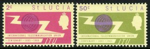 St Lucia 197-198, MNH. Intl. Telecommunication Union, cent. ITU Emblem, 1965