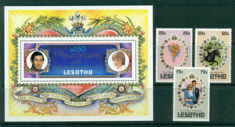 Lesotho 1981 Charles & Diana Wedding + MS MUH Lot30396