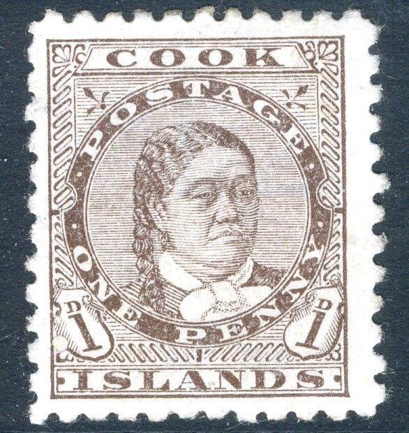 COOK ISLANDS-1899 1d Deep Brown Sg 13 AVERAGE MOUNTED MINT V17982