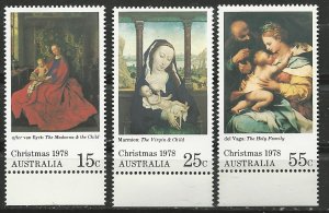 Australia # 688-90  Christmas 1978   (3)  Mint NH