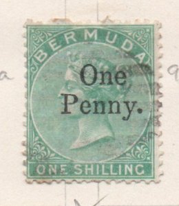 Bermuda Sc  15 1875 One Penny overprint on 1/ Victoria stamp used