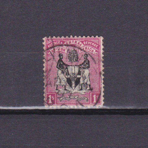 NYASALAND BCA 1896, SG# 36, CV £28, 1s black&rose, Wmk Crown CA, Used