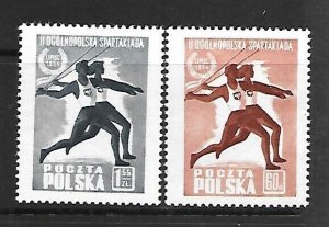 POLAND Sc 631-2 NH ISSUE OF 1954 - SPORT