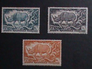 ​FRENCH EQUATORIAL AFRICA-1946 -76 YEARS OLD-BLACK RHINOCEROS MINT VERY FINE