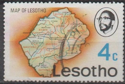 Lesotho 1976, 4c Map of Lesotho, used (A40)