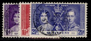 ST. VINCENT GVI SG146-148, 1937 CORONATION set, FINE USED.