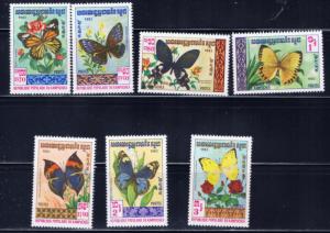 Cambodia 386-92 MNH 1983 Butterflies