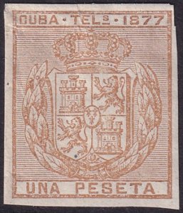 Cuba 1877 telégrafo Ed 39s telegraph imperf MH*
