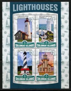 SOLOMON ISLANDS 2016 LIGHTHOUSES  SHEET  MINT NH