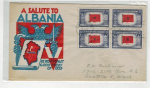 1943 WW2 Patriotic FDC STAEHLE OVERRUN COUNTRY 918 ALBANIA Good Friday 1939