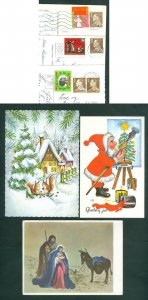 Denmark. 3 Christmas Card With Christmas Seal,Postal Used 1970-1971-1972.