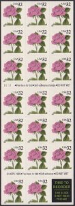 2492a Pink Rose Booklet Pane MNH