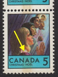 PINK COLLAR = Error / Variety = Unlisted Canada 1969 #502 MNH ec159