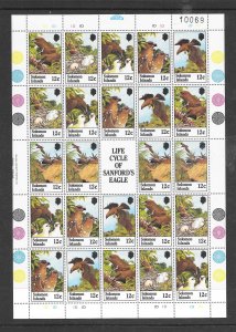 BIRDS - SOLOMON ISLANDS #465-70 SANFORD'S EAGLE SHEET  MNH