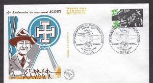 1982 France World Scouting 75th ann BadenPowell Boy Scouts FDC thermograph