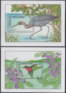 GRENADA GRENADINES Sc #762-3 MNH SET of 2 SOUVENIR SHEETS BIRDS