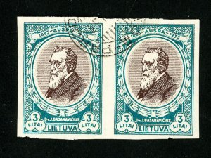 Lithuania Stamp # 277b VF Error Imperforated Pair Used