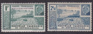 Wallis & Futuna # 92-93, Marshall Petain & Colonial Scene, Hinged, 1/2 Cat.