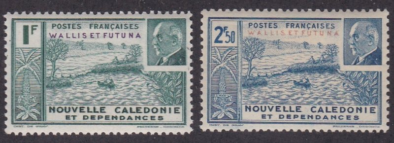 Wallis & Futuna # 92-93, Marshall Petain & Colonial Scene, Hinged, 1/2 Cat.