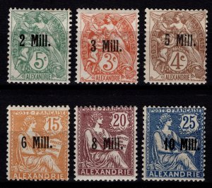 French PO in Alexandria 1921 surch. in one line, Part Set [Unused]