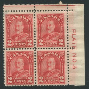 CANADA #165 MINT PLATE BLOCK