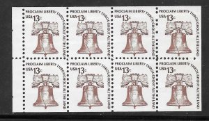 #1595C MNH Liberty Bell, booklet pane of 8