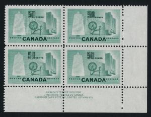 Canada 334 BR Block Plate 1 MNH Textile Industry