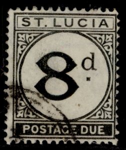 ST. LUCIA GVI SG D6, 8d black, FINE USED. Cat £65.