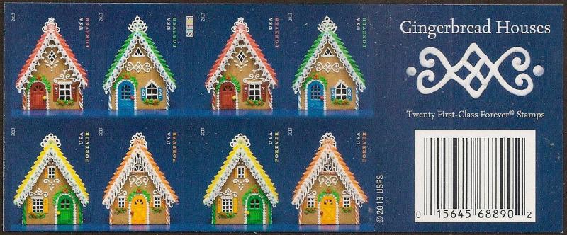 US 4820g Gingerbread Houses imperf NDC booklet (20 stamps) MNH 2013