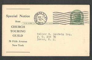 1926 POSTAL CARD NY CHURCH GUILD TOUR TO THE HOLY LAND OVER 40 DAYS $545.00