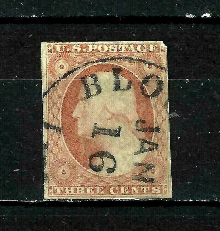 #10 US 3 CENT  ORANGE  BROWN IMPERF.WASHINGTON-USED-N/G-FINE 