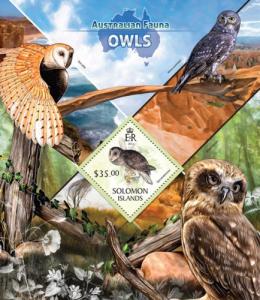 SOLOMON ISLANDS 2013 SHEET OWLS BIRDS slm13420b