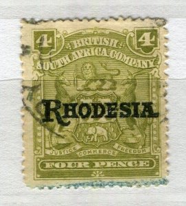 RHODESIA; 1905 early Springbok Optd issue fine used 4d. value
