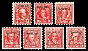 Scott R536, R540, R542-R546 1c-50c 1950 Dated Red Revenues Mint/Used Cat $10.90