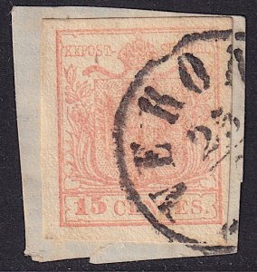 Lombardy-Venetia - 1850 - Scott #4d - used on piece - Coat of Arms - Type II