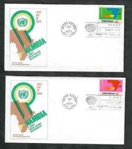 United Nations New York #240 - 241 Namibia unaddressed FDCs