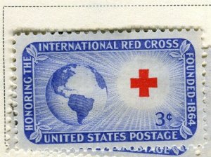 USA; 1952 early Commemorative Series Mint hinged 3c. value, Red Cross