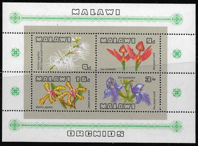 MALAWI, 117A, MNH, SS OF 4 , ORCHIDS