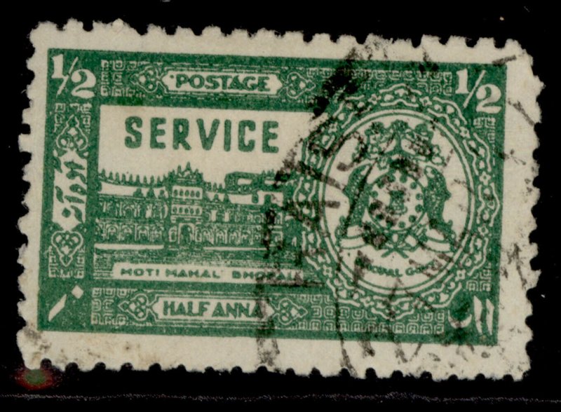 INDIAN STATES - Bhopal GVI SG O347, ½a green, FINE USED.