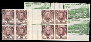 Australia #264a-265 Cat$22.40+, 1953 Settlement of Tasmania, set in gutter se...