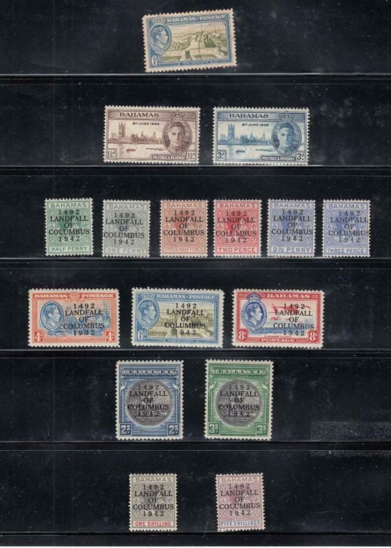 BAHAMAS # 116-128 VF-MLH KGV1 LANDFALL OF COLUMUS O/PRINTED ISSUES PLUS EXTRAS