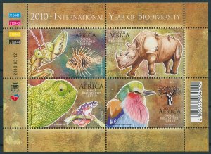 South Africa Stamps 2010 MNH International Year of Biodiversity Fish Birds 4v MS