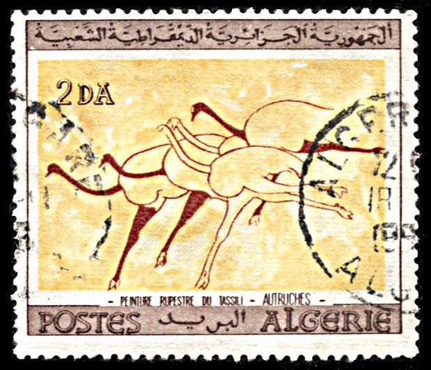 Algeria 346, used, Wall Paintings, Ostriches